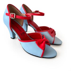 Alternative view of Hedy Rojo Celeste con moño